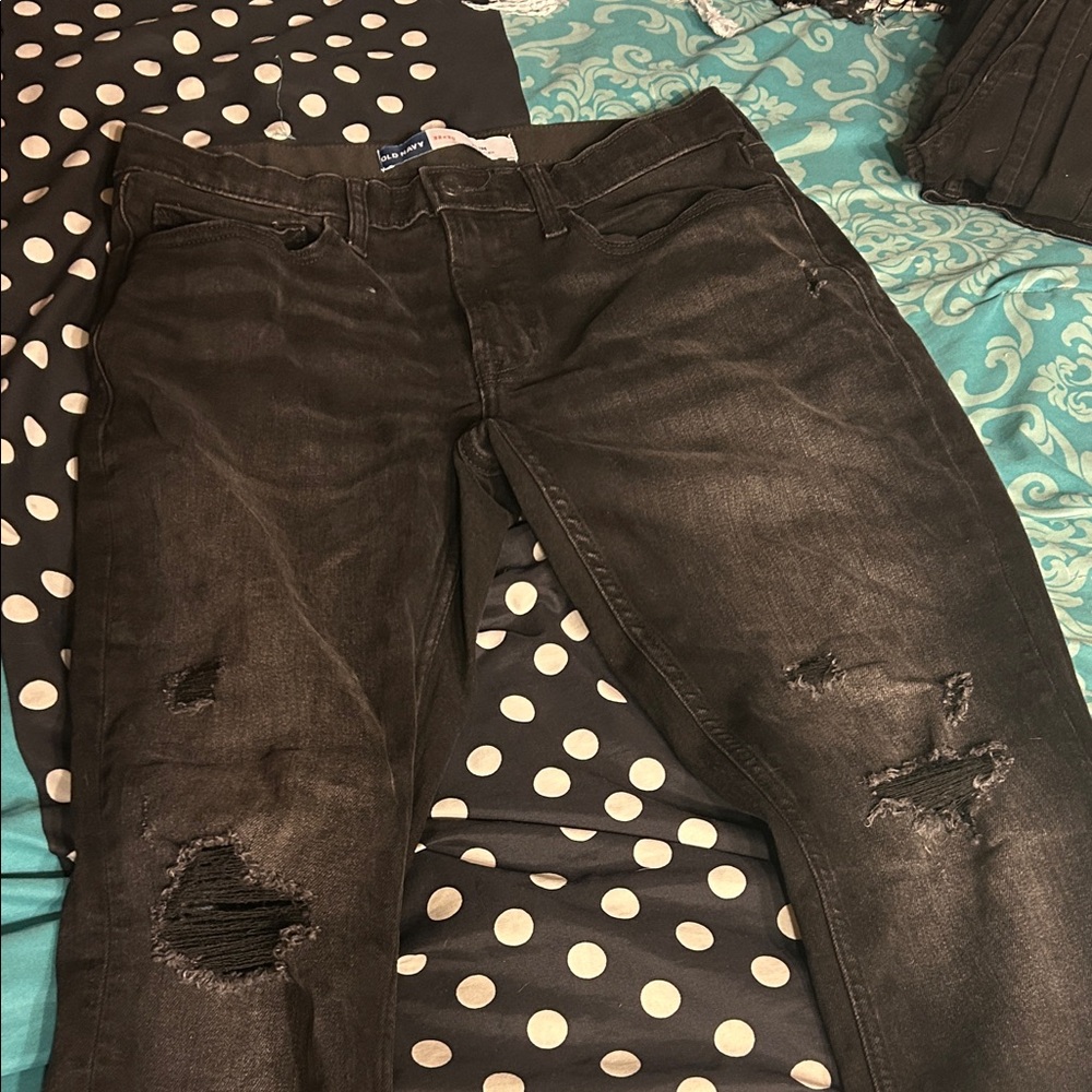 Distressed Black Jeans